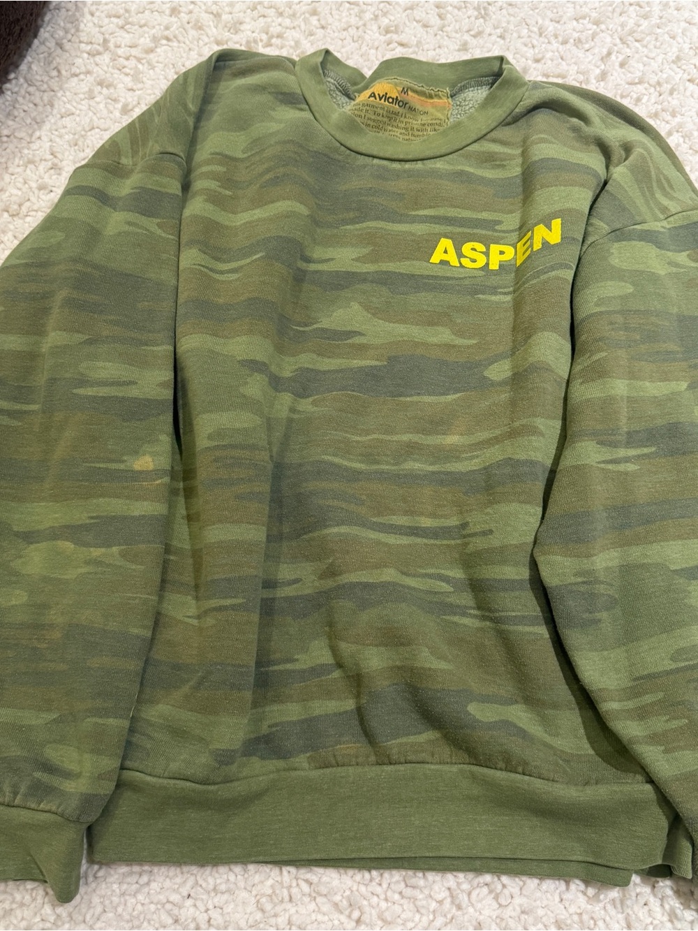 LIMITED EDITION UNISEX Aviator Nation Aspen Palm Tree Fest Camo Crewneck